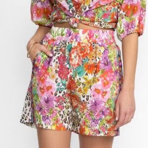 Johnny Was Wild Garden Cotton Shorts Size L